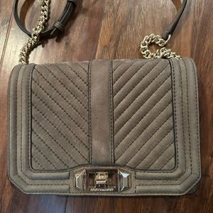 Rebecca Minkoff olive green suede mini crossbody.